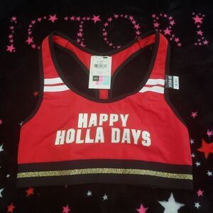 VS PINK sport bra bralette HAPPY HOLLA DAYS